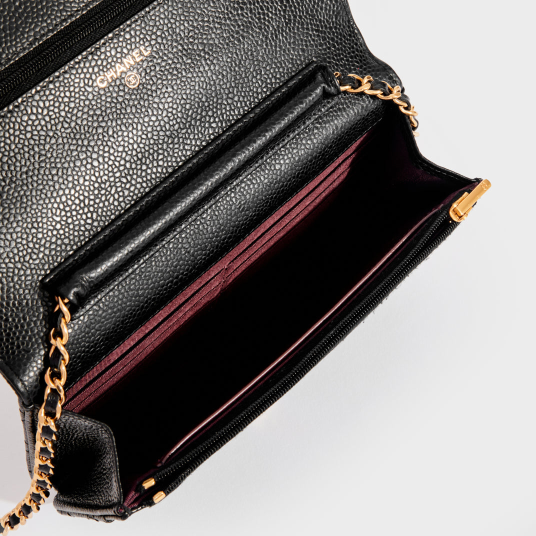 CHANEL Caviar Wallet on Chain Bag  BlackGold  Adorn Collection